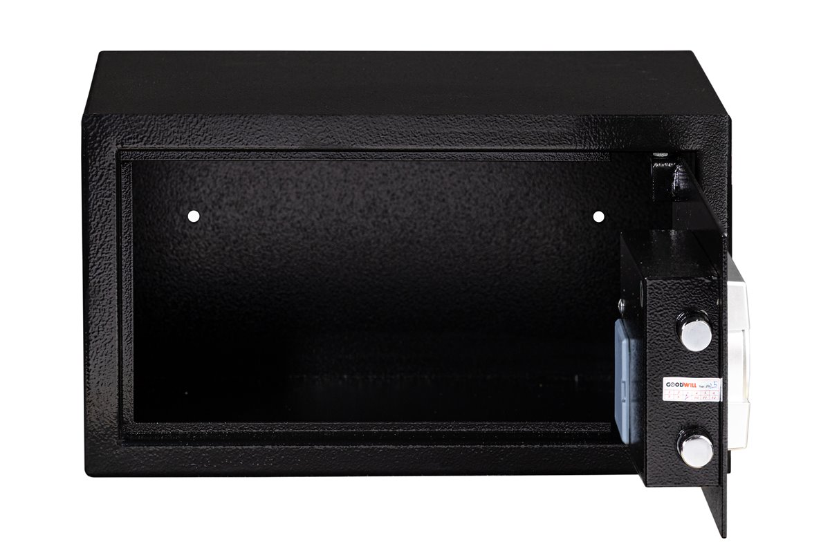 Lỗ bắt vít có sẵn ở lưng két sắt mini Goodwill GA-230
