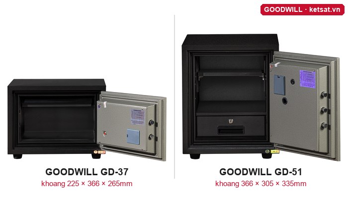 kích thước két sắt văn phòng: khoang trong GD-37 và GD-51