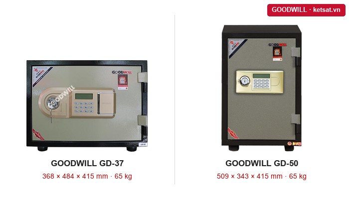kích thước két sắt gia đình: GD-37 dáng nằm ngang và GD-50 dáng đứng